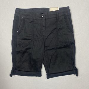 Chico’s Shorts Women’s size 1 US 8 Black The Ultimate Fit Linen Cotton Blend NWT